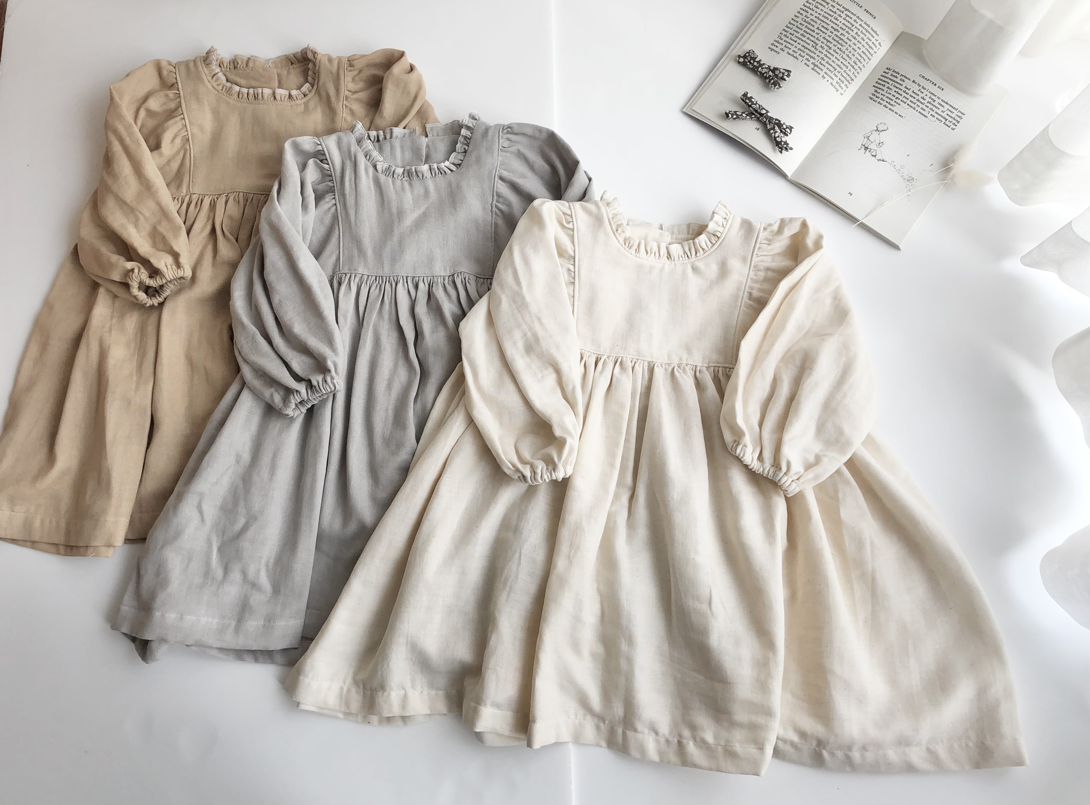 ダブルガーゼ生地　フレアワンピース